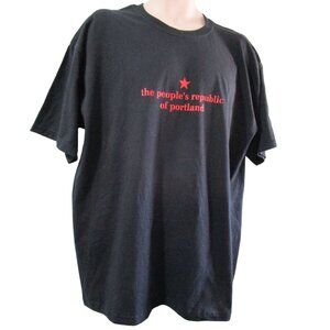 the peoples republic of portland Red Logo XL Black Short Sleeve T Shirt Gildan